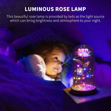 Artificial Galaxy Rose Lamp with Butterfly and Colorful LED Flowers in Glass - Battery Powered Gift for Weddings