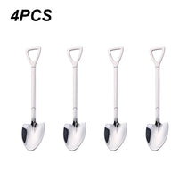 4/8PCS Stainless Steel Coffee Spoon Creative Shovel Shape Tea Spoons Ice Cream Scoop Kitchen Accessories Tableware Cutlery Set