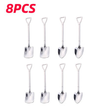 4/8PCS Stainless Steel Coffee Spoon Creative Shovel Shape Tea Spoons Ice Cream Scoop Kitchen Accessories Tableware Cutlery Set