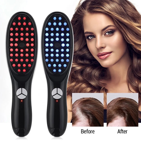 Electric Spray Massage Comb,Scalp Massager,Micro Current Head Meridian Massager anti Hair Loss Physiotherapy Apparatus Red and Blue Light Nourishing Scalp