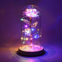 Artificial Galaxy Rose Lamp with Butterfly and Colorful LED Flowers in Glass - Battery Powered Gift for Weddings