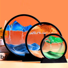 7/12 Inch Sandscape Moving Sand Art Picture round Moving Hourglass 3D Mountain Motion Display Flowing Sand Painting Home Decor